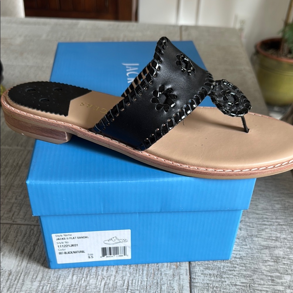 Jack Rogers Jacks II.   Black and Tan   Like new worn once